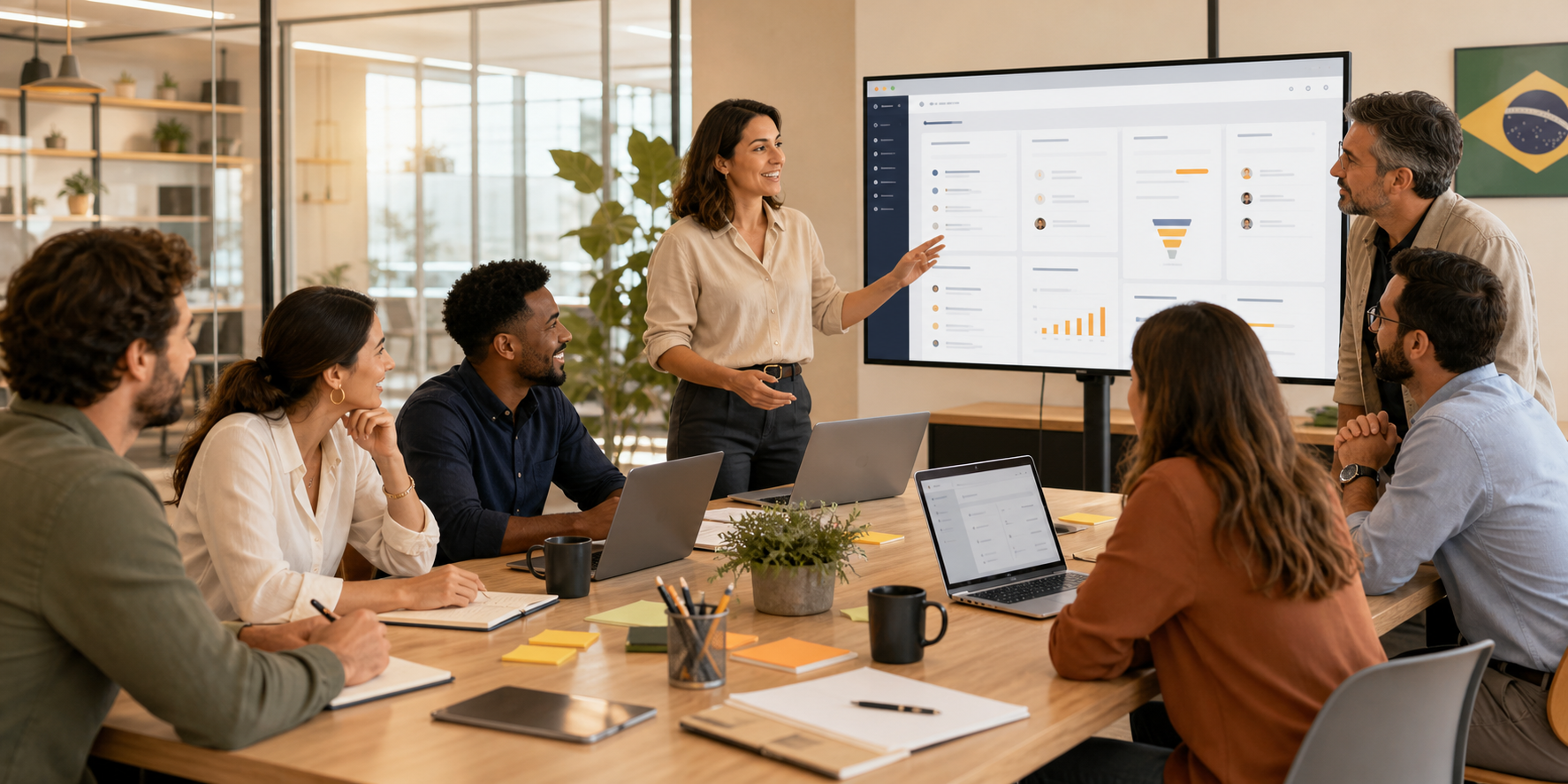 B2B Team Collaborating with AI Tools in Modern CRM Environment