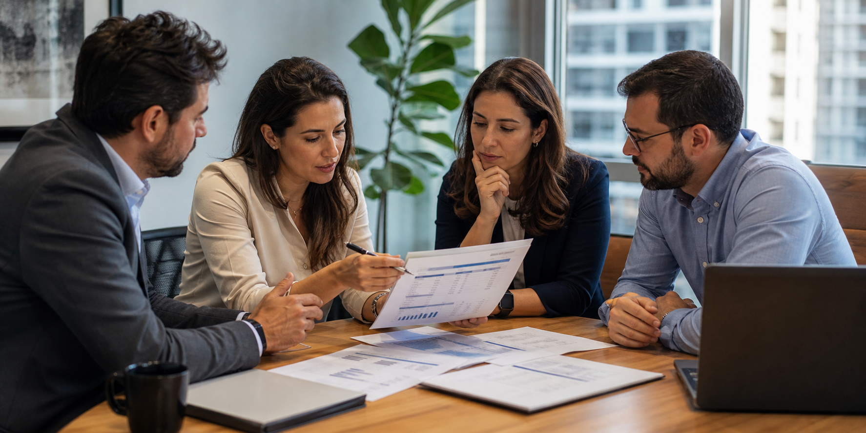 Brazilian Sales Leaders Reviewing Onboarding Report