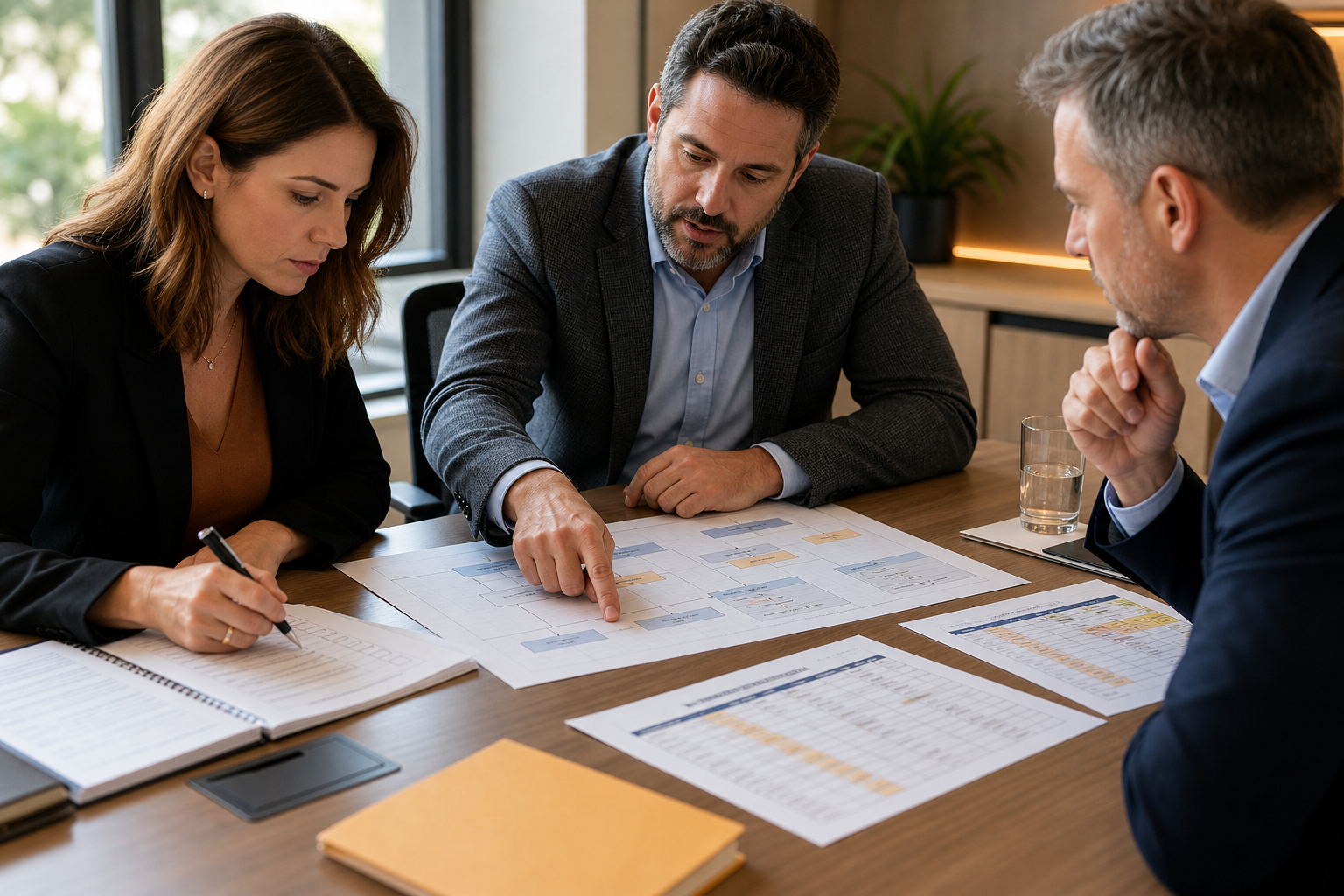 Business Leaders Reviewing CRM Proposal With Consultant