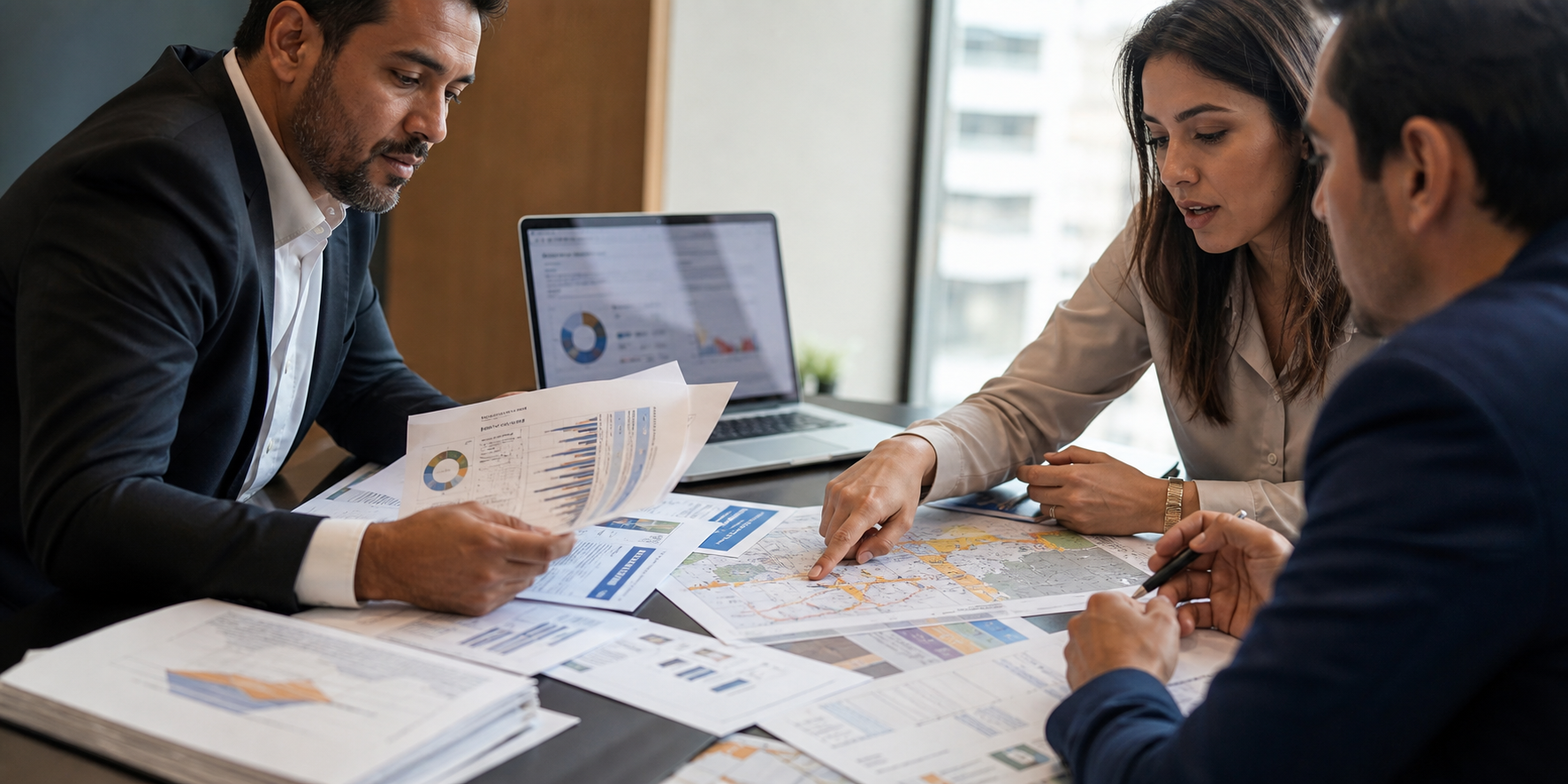 Business Leaders Reviewing Telecom Revenue Data