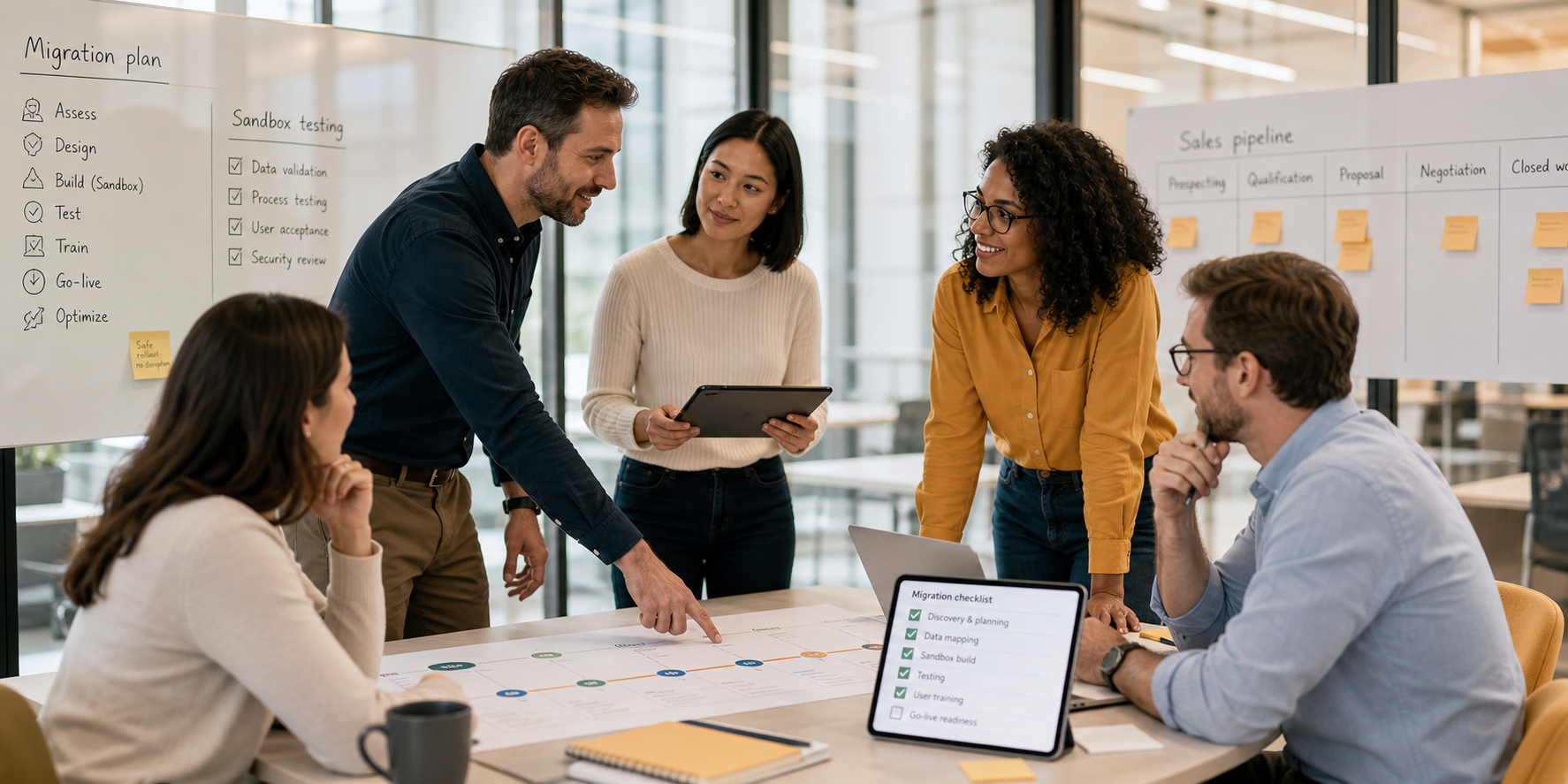 CRM Migration Coordination in Modern Workspace