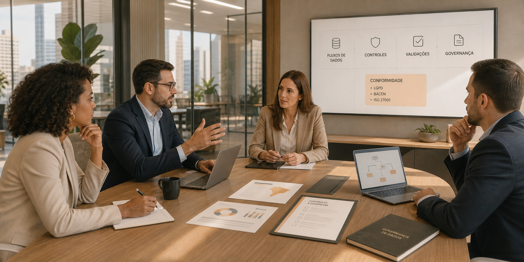 Corporate Data Governance Team Analyzing Information Streams