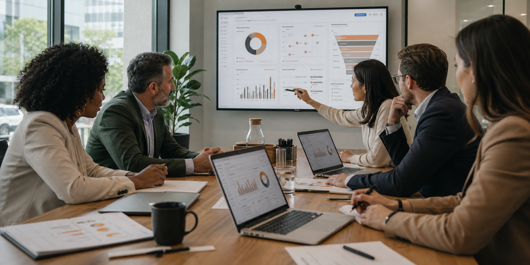 Corporate Team Reviewing AI Pilot Dashboards