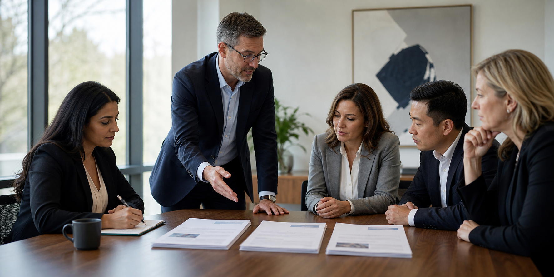 Corporate Team Reviewing CRM Proposals
