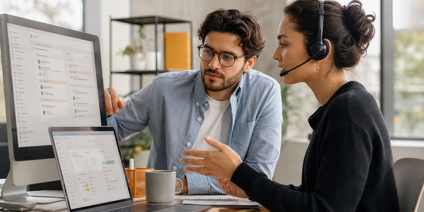 Customer Success Team Coordinating Case Handoff In Modern Office
