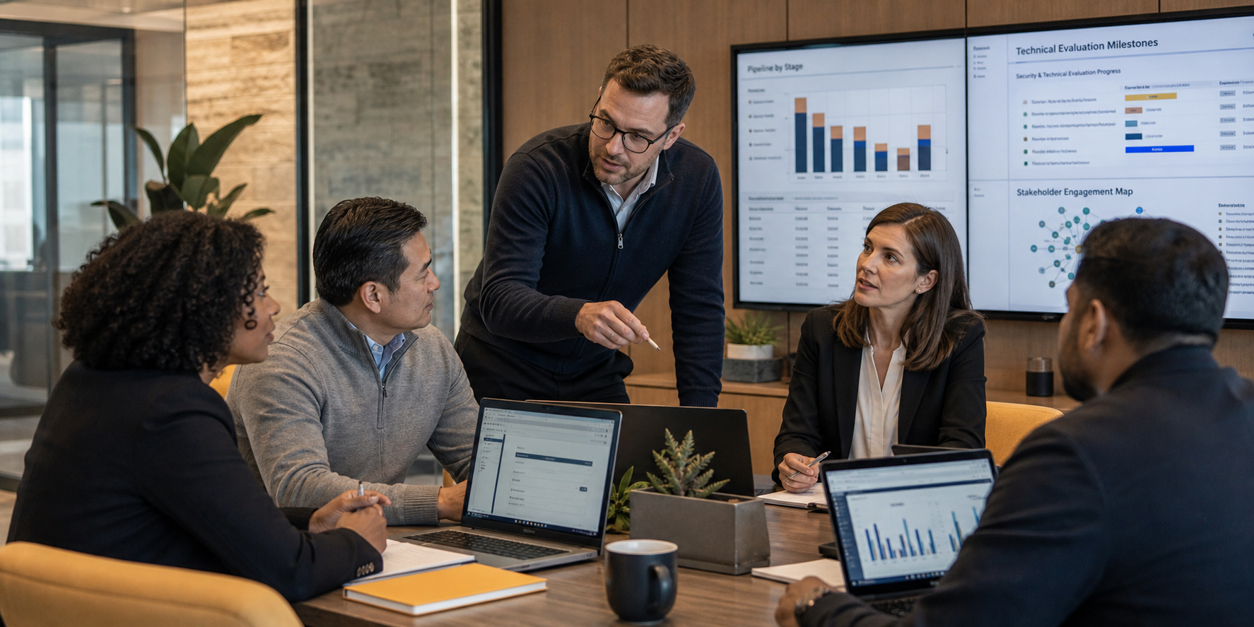 Cybersecurity Leadership Team Reviewing Enterprise Growth Strategy