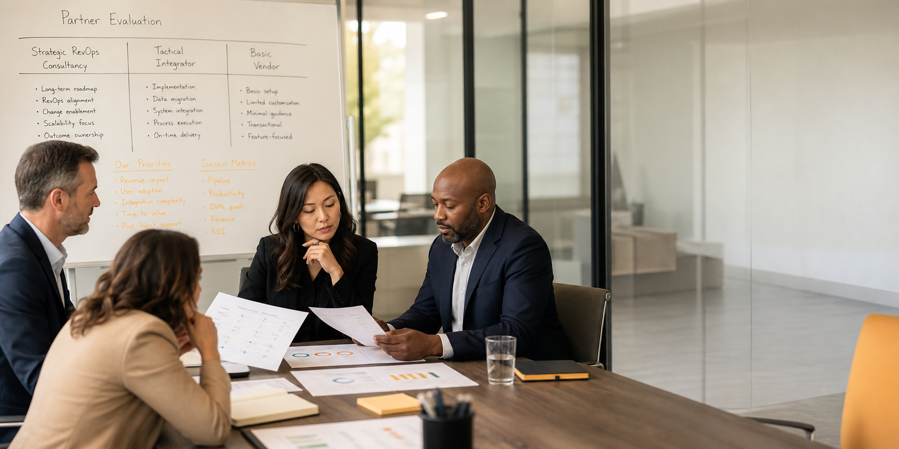Executive Evaluating Partner Types for HubSpot Implementation