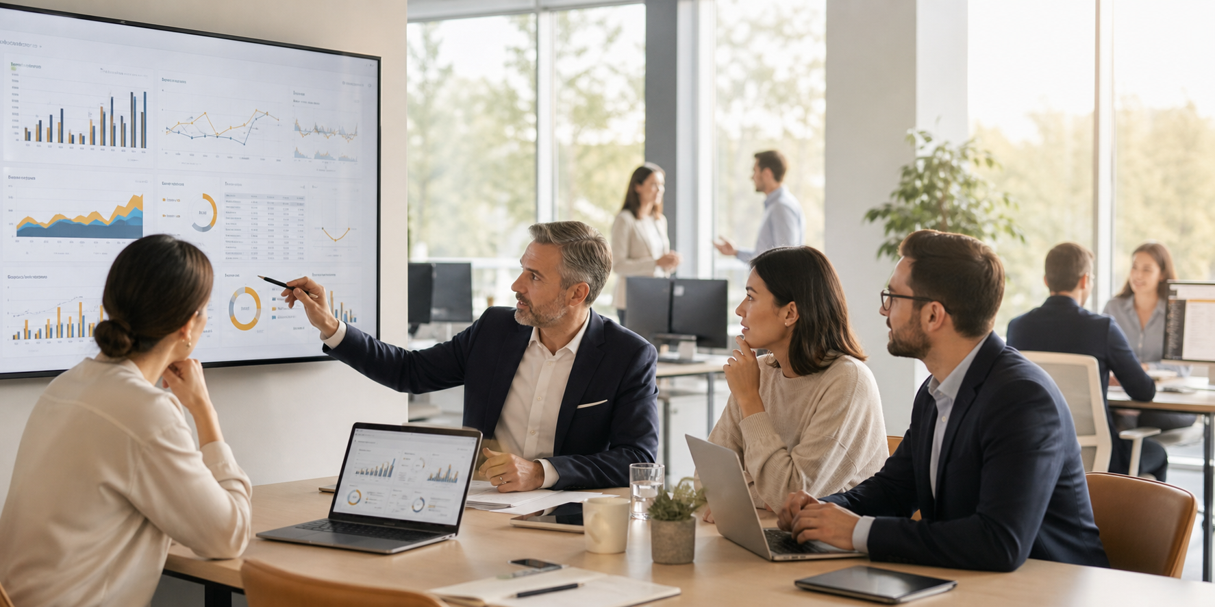 Executive Leadership Analyzing CRM Impact on SaaS Revenue Growth and Predictabil