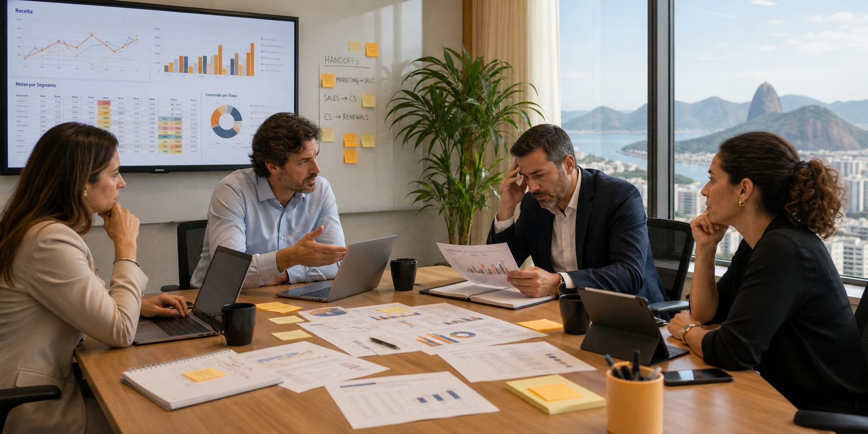 Executive Team Analyzing Disorganized CRM Dashboards