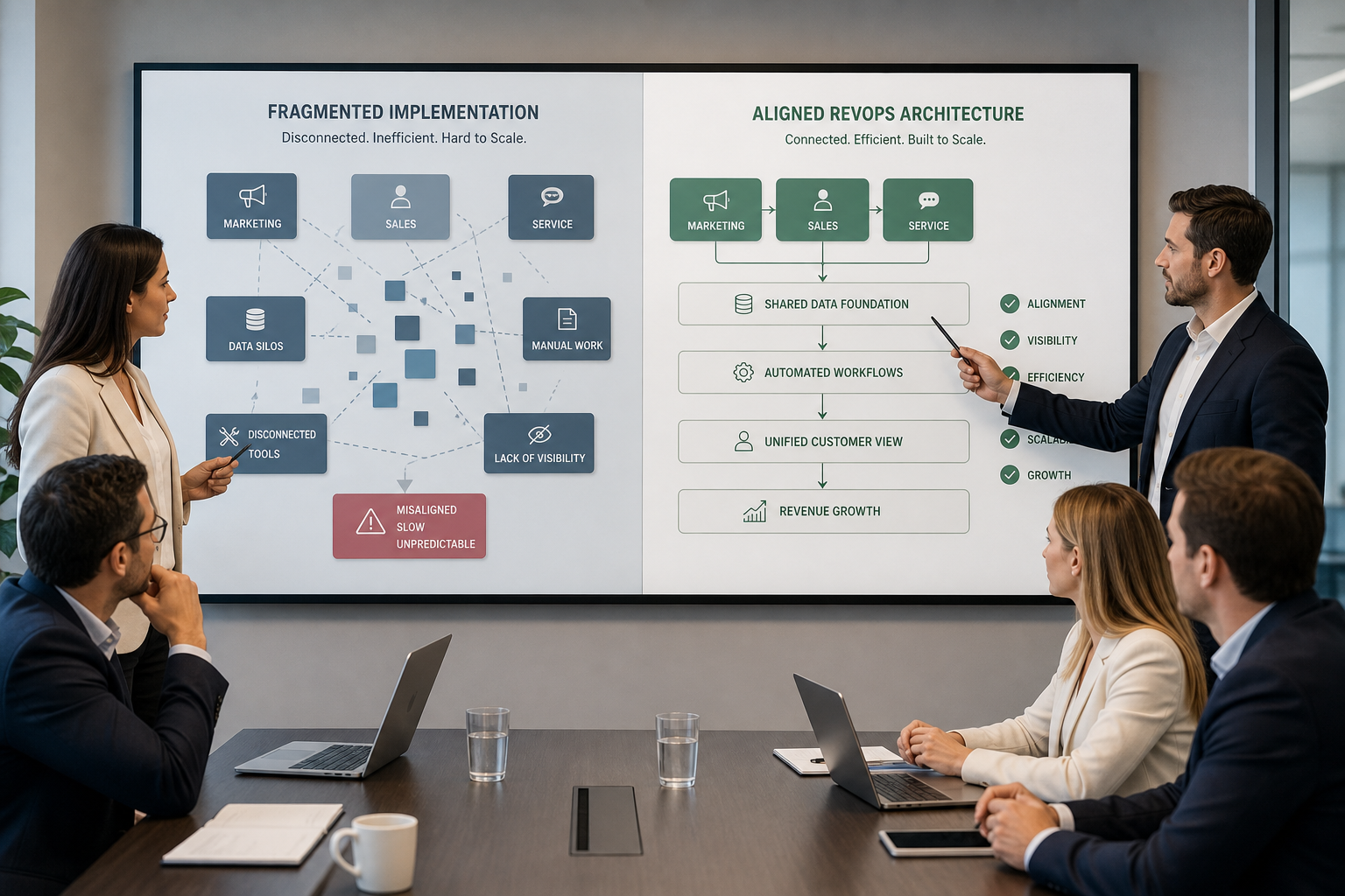 Executive Team Comparing HubSpot Approaches on Strategic Board