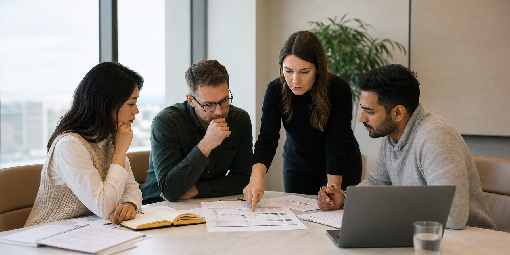 Executive Team Evaluating CRM Strategy with Structured Framework