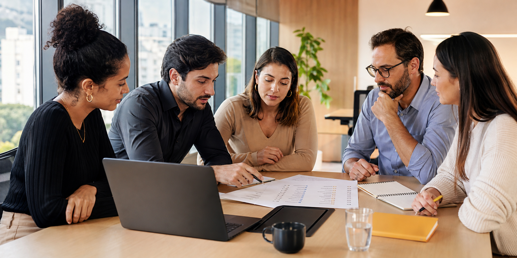 Executive Team Reviewing CRM Health with Premium Realistic Style