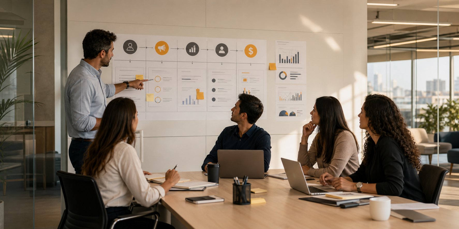Fintech Leadership and Revenue Operations Team in Modern Corporate Setting