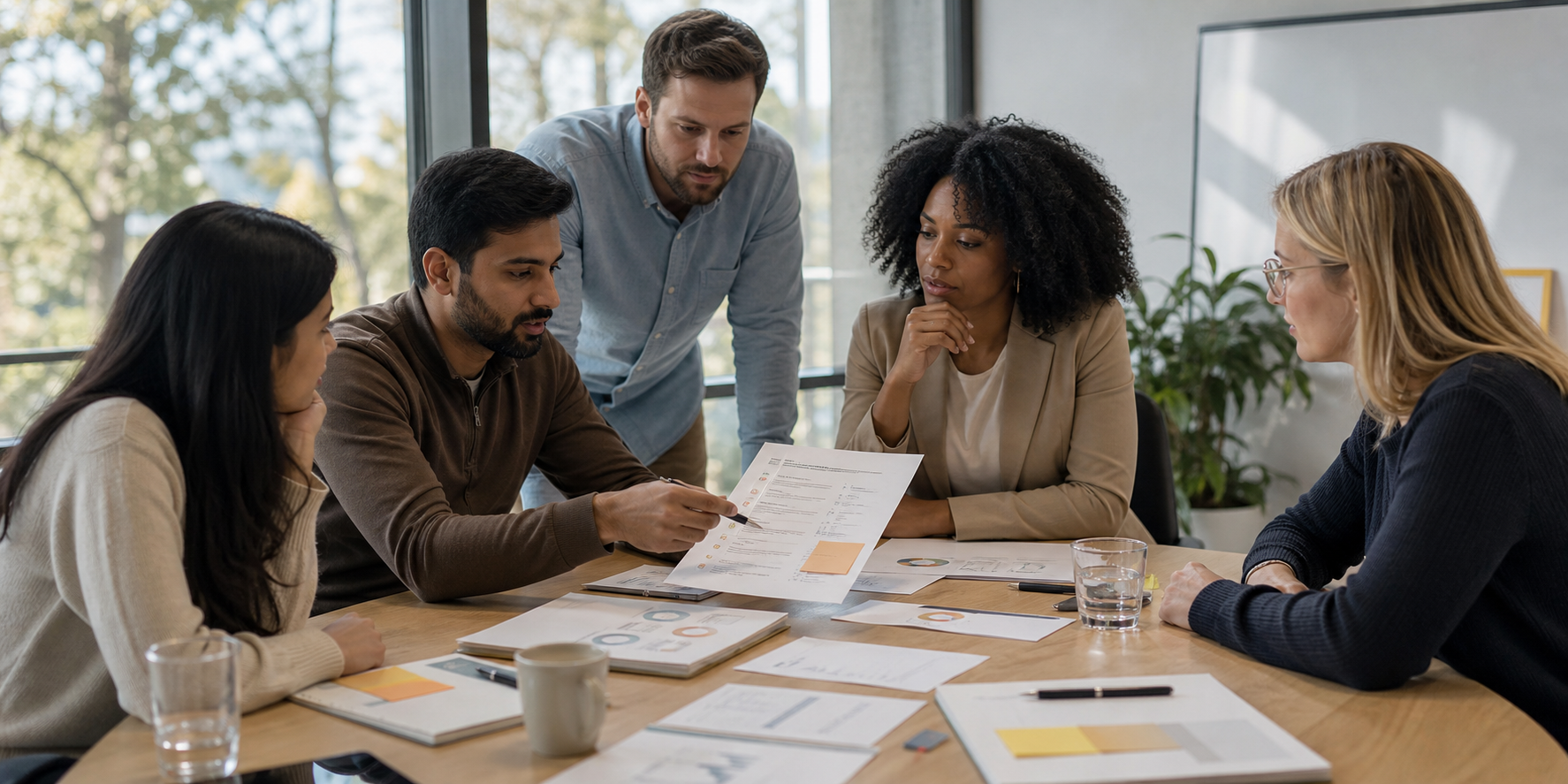 Founders Reviewing CRM Strategy in Modern Office