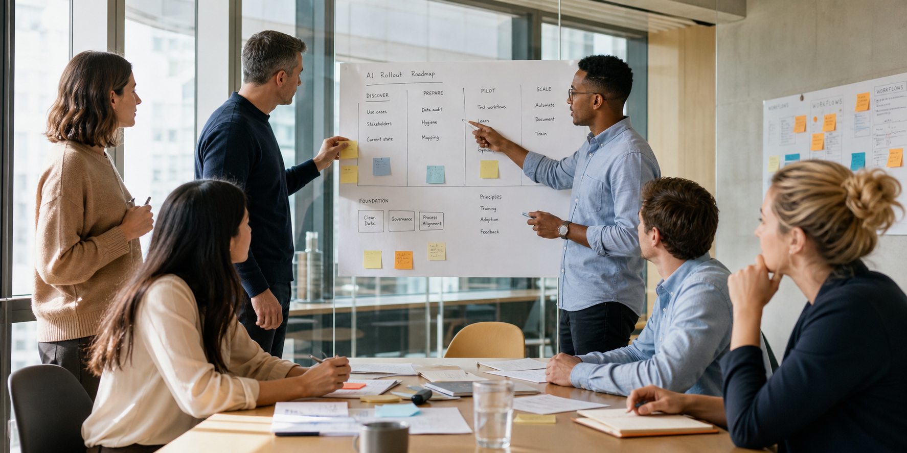 HubSpot AI Rollout in Modern Office with Collaborative Team