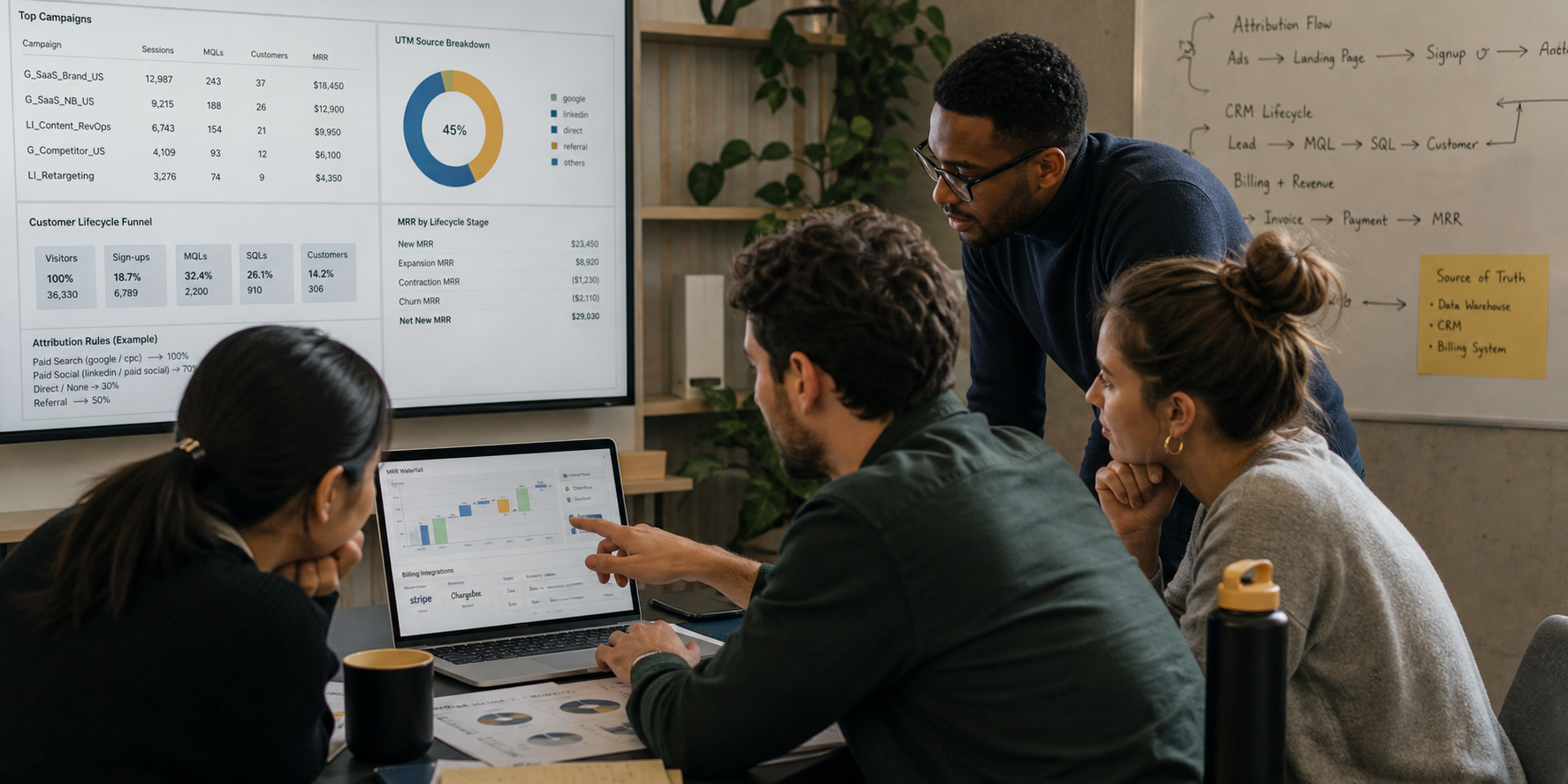 Modern RevOps Team Reviewing SaaS Analytics