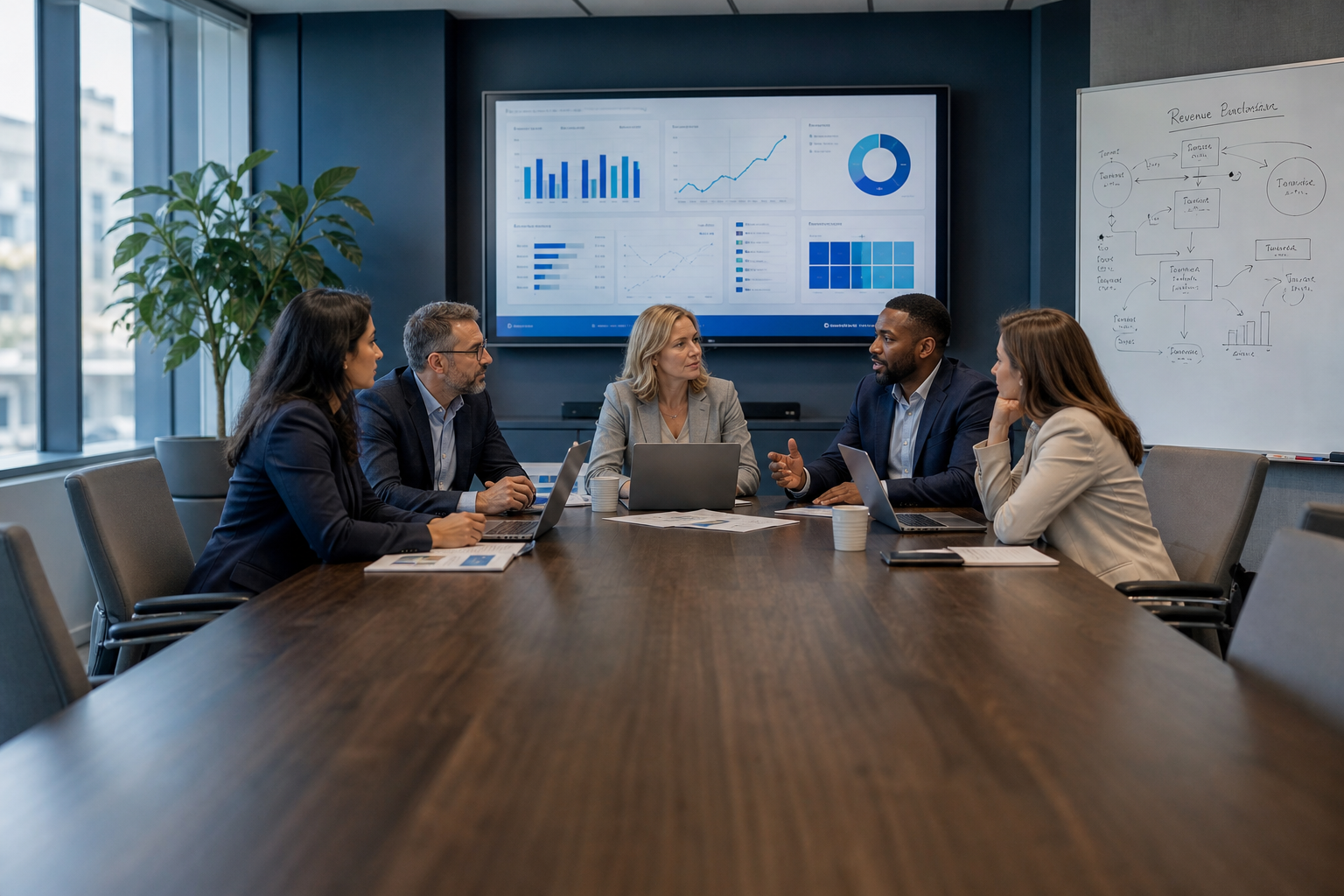 Reunião executiva entre o time de operações e os parceiros da HubSpot