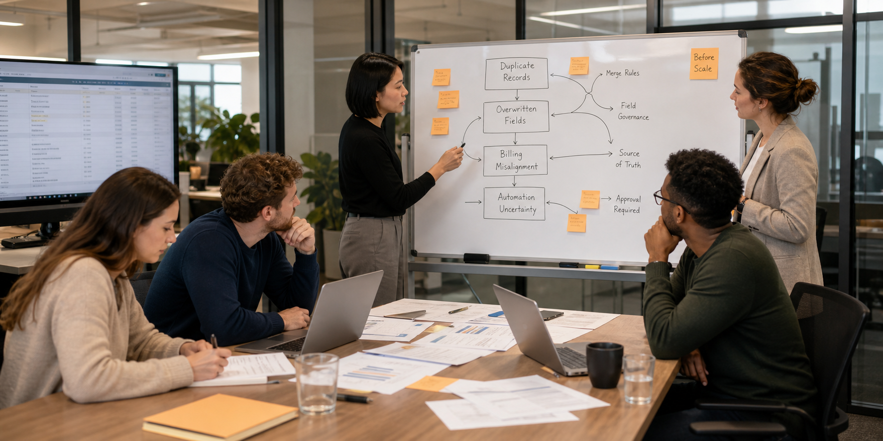 Operations Team Navigating CRM Chaos with AI Governance Focus