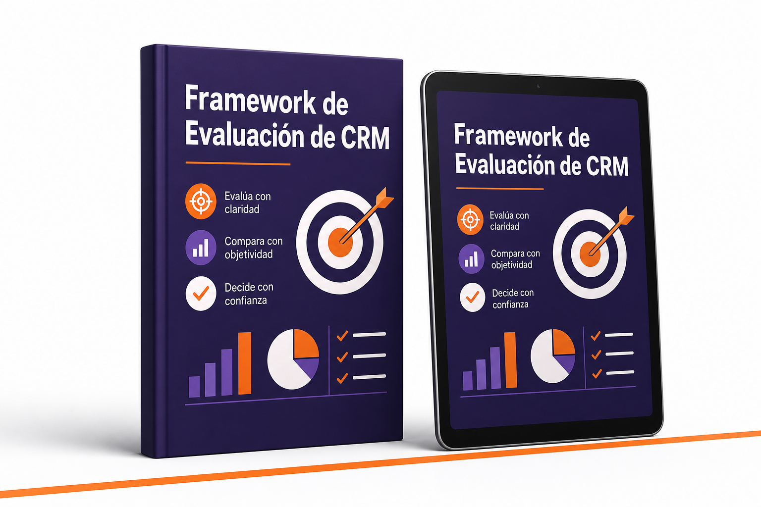 Purple CRM Framework Book And Tablet Mockup