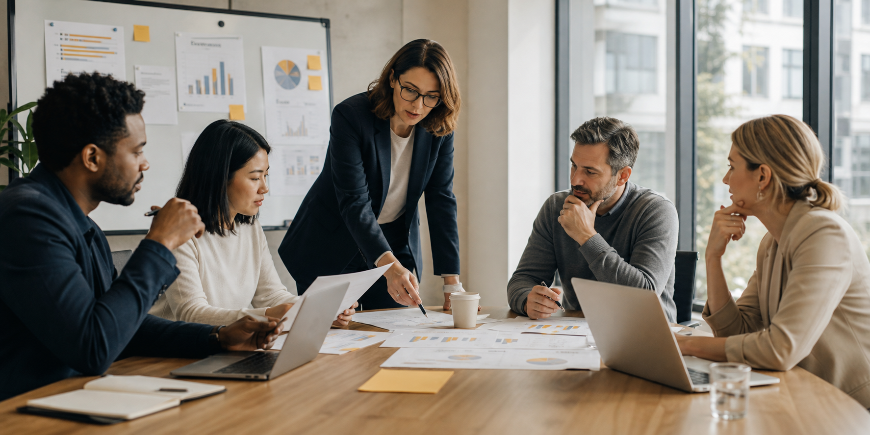 Revenue Leaders Analyzing Data in Modern Corporate Setting