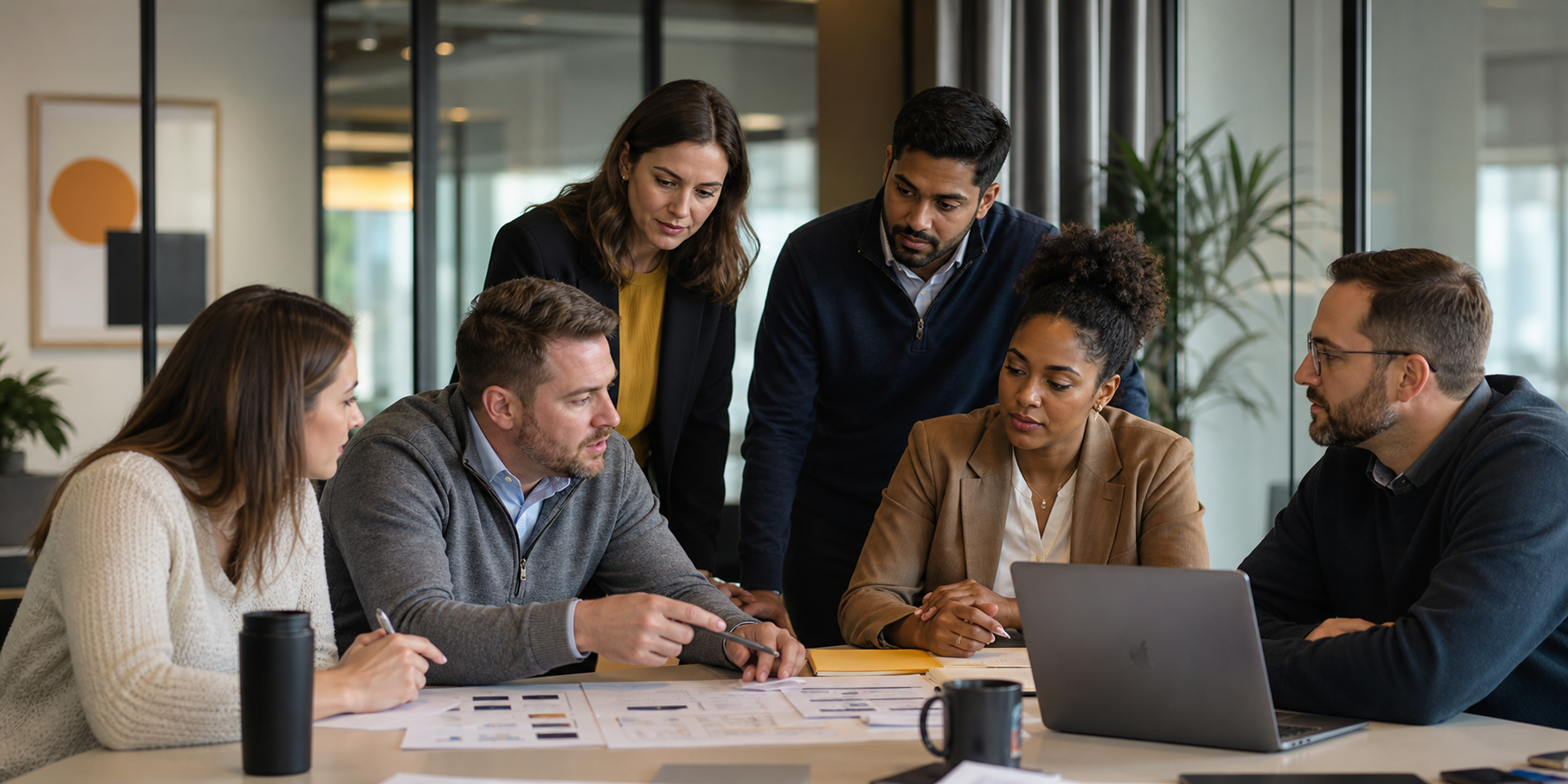 Revenue Leaders Evaluating CRM Adoption Strategies in Modern Conference Room