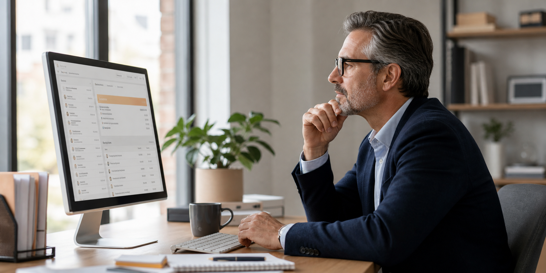 Revenue Operations Professional Using AI Tools on CRM Screen
