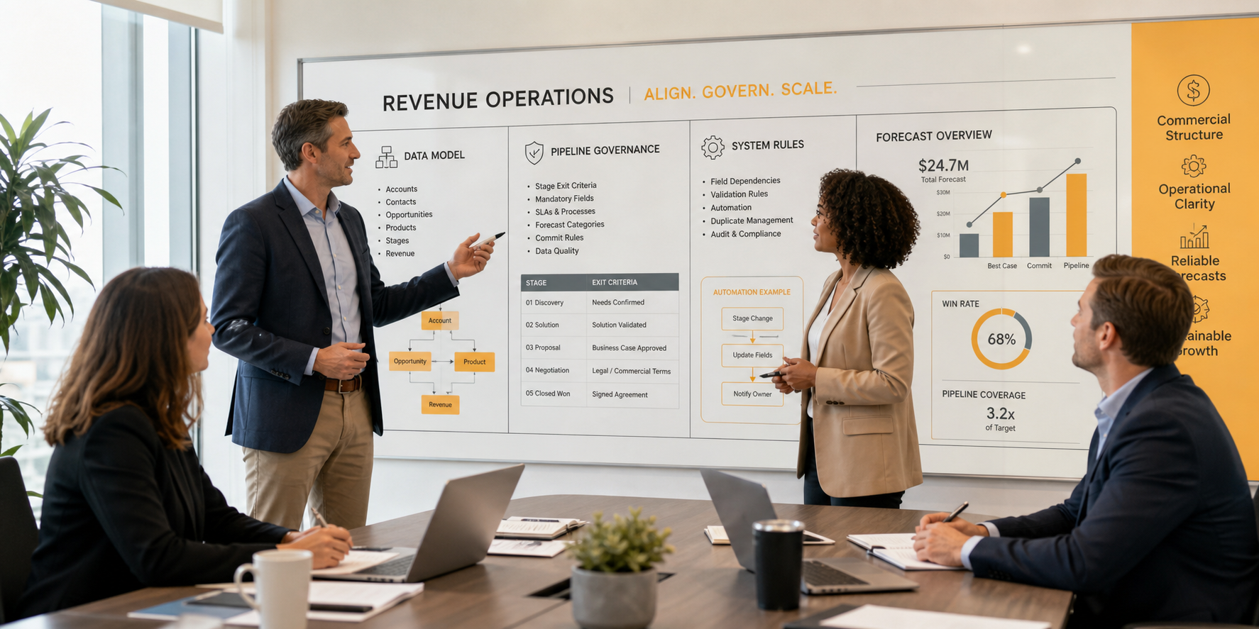 Revenue Operations Team Aligning CRM and Forecasting Systems