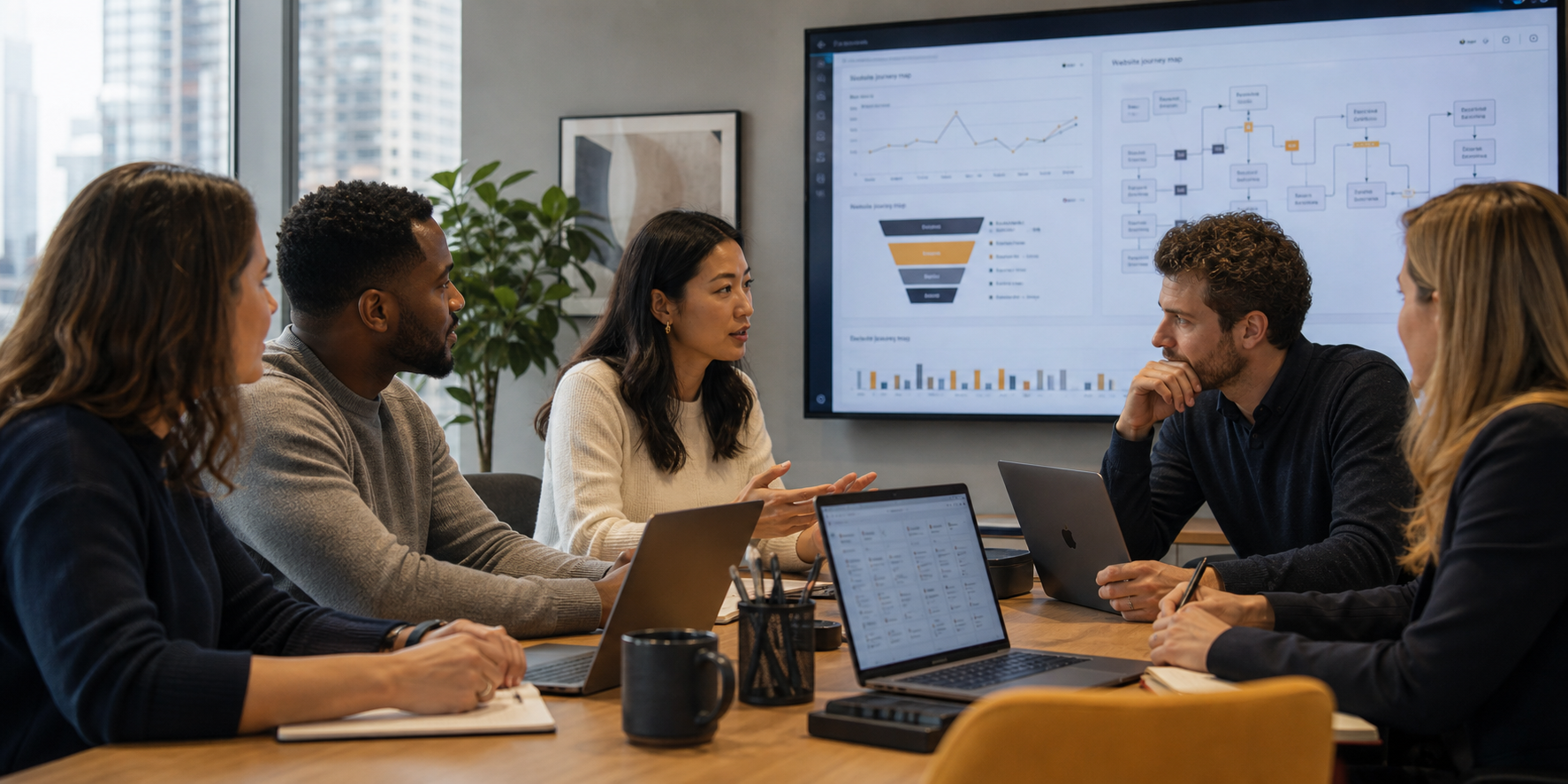 Revenue Team Reviewing Inbound Strategy In Conference Room