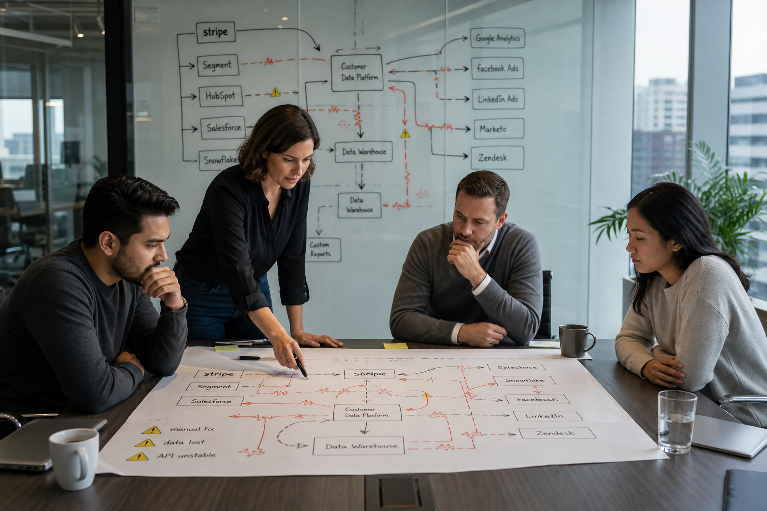 SaaS Leaders Analyze Messy Integration Flowchart