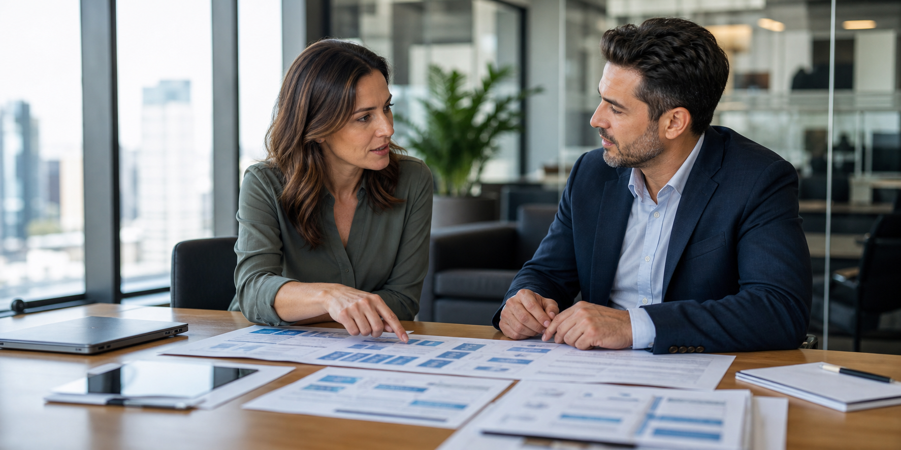 SaaS Leaders Reviewing CRM Migration Data In Office
