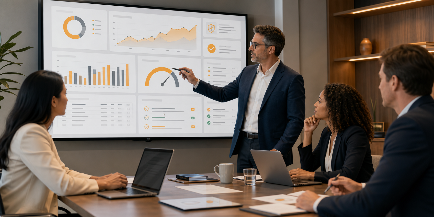 SaaS Leadership Reviewing AI Governance and Financial Controls