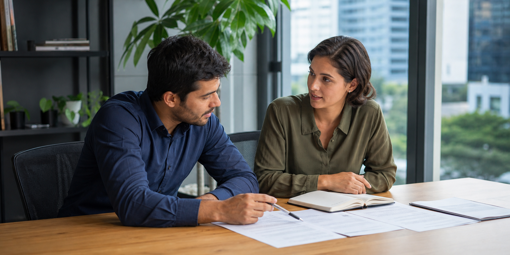 Sales And Customer Success Executives Reviewing Contract And Onboarding Plan