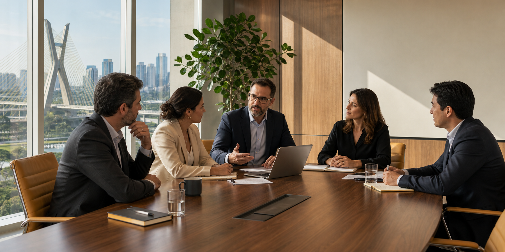 Strategic Partner Evaluation Meeting in Corporate Boardroom