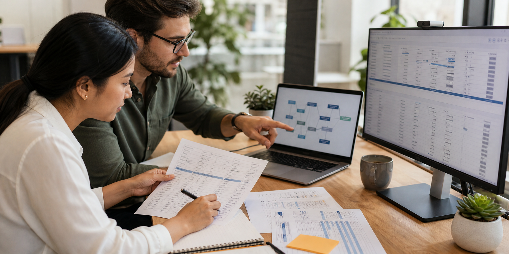 Two Professionals Reviewing CRM Data Migration