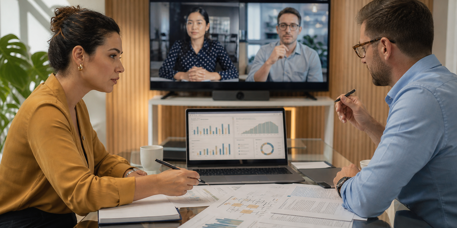 Two Revenue Ops Experts Collaborating On Hybrid Meeting