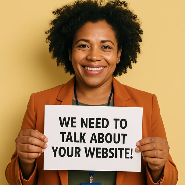photographic A marketing professional from the north of Brazil is holding a paper where is right We need to talk about your website The background is-1