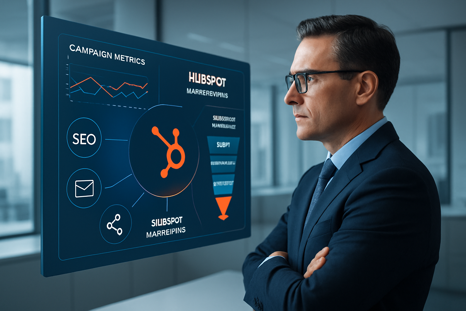 photographic A highly detailed professional cinematic shot of a Chief Marketing Officer CMO in a modern minimalist office environment The CMO is confi