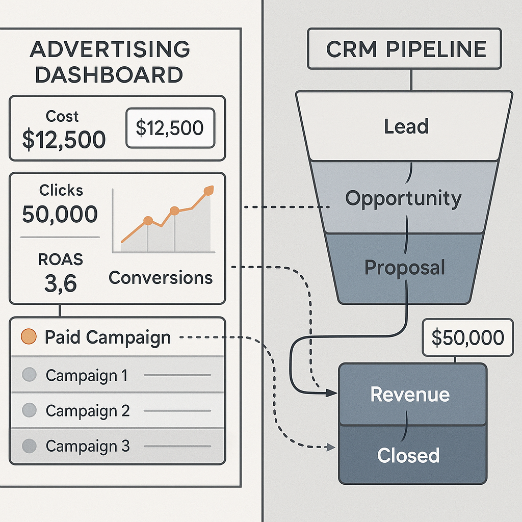 Split-screen visualization showing advertising das